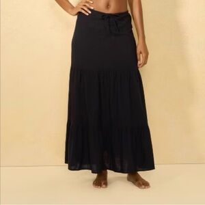 Women's Gauze Tiered Cover-Up Skirt/Dress Black Size M
